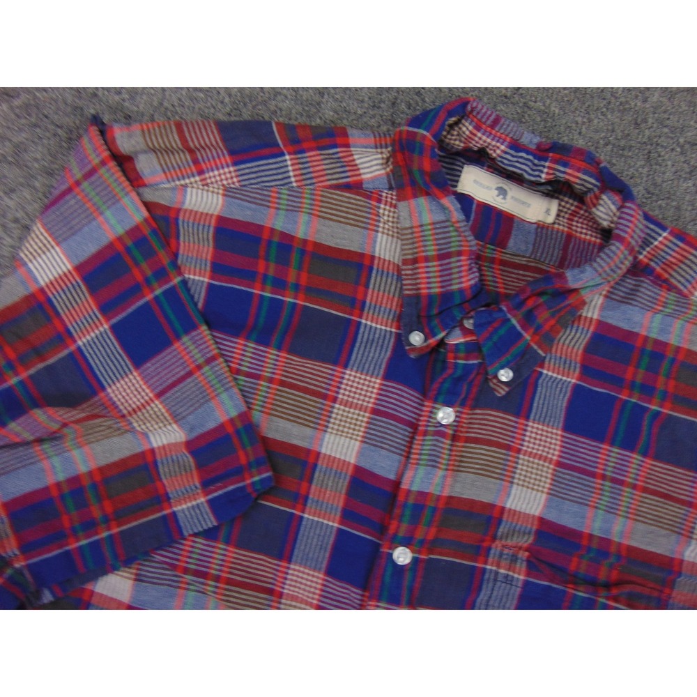 Onward Reserve Shirt Mens‎ XL Blue Red Plaid Short Sleeve Button Down Collar
